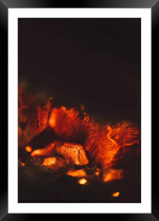 Hot fire coals Framed Mounted Print by Alexandre Rotenberg
