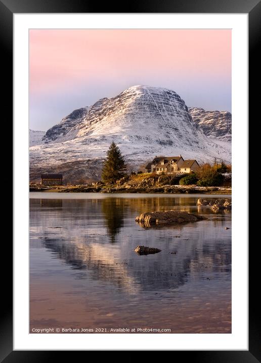 Applecross Hills Winter Sunset Reflection Scotland Framed Mounted Print by Barbara Jones
