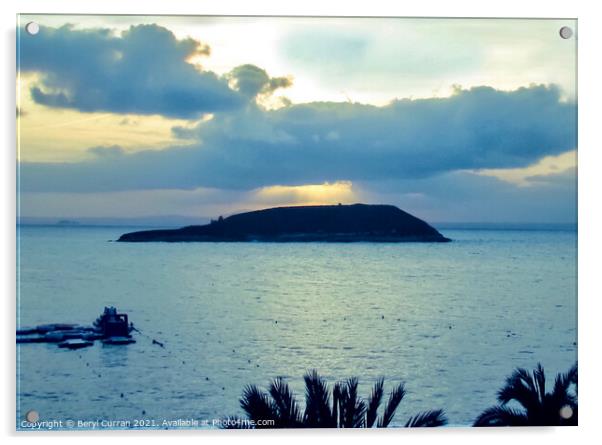 Majestic Sunset on Isla de sa Porrassa Acrylic by Beryl Curran
