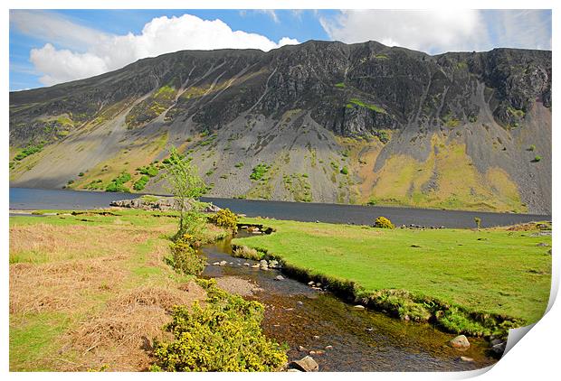 Wastwater and Nether Beck. Print by Kleve 
