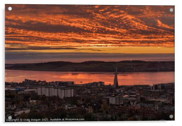Dundee City Remembrance Sunday Sunrise Acrylic by Craig Doogan