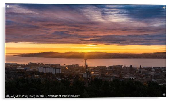 Dundee City Remembrance Sunday Sunrise Acrylic by Craig Doogan