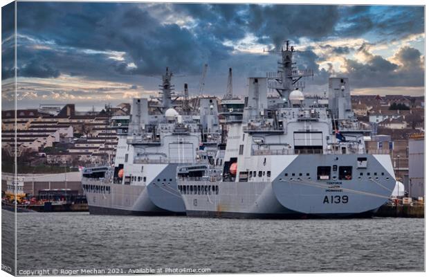 Twin Titans of the Royal Fleet Auxiliary Canvas Print by Roger Mechan