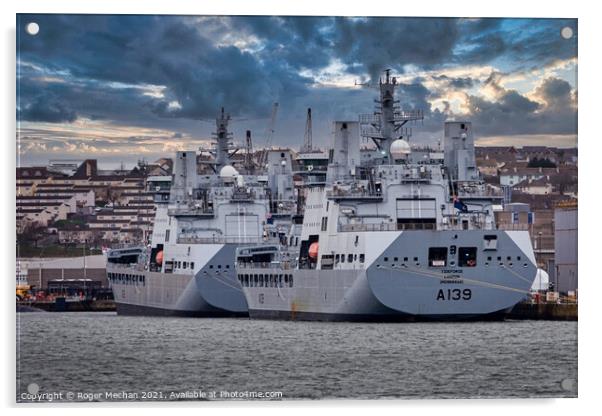 Twin Titans of the Royal Fleet Auxiliary Acrylic by Roger Mechan