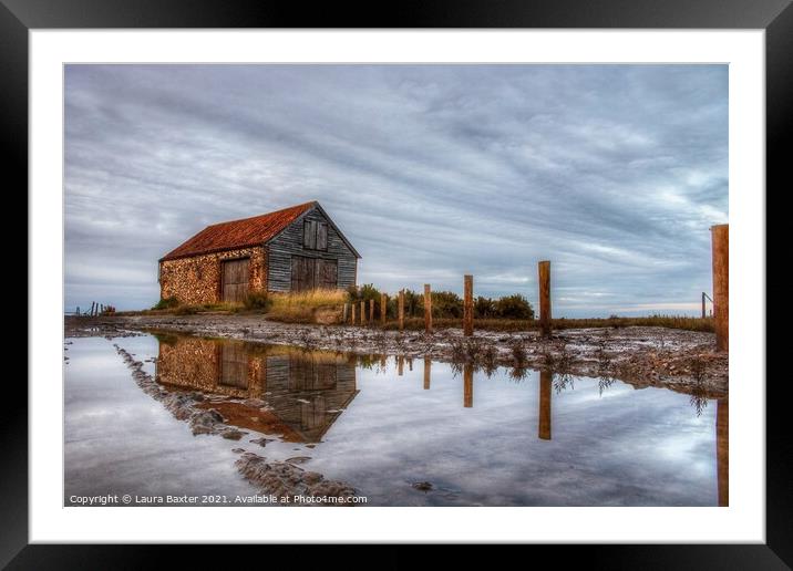 Coal Barn Reflections Framed Mounted Print by Laura Baxter