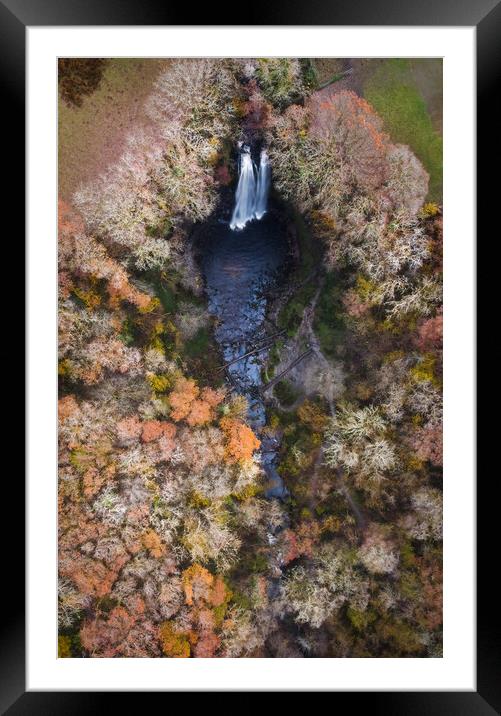 Aerial view of Henrhyd Falls Framed Mounted Print by Leighton Collins