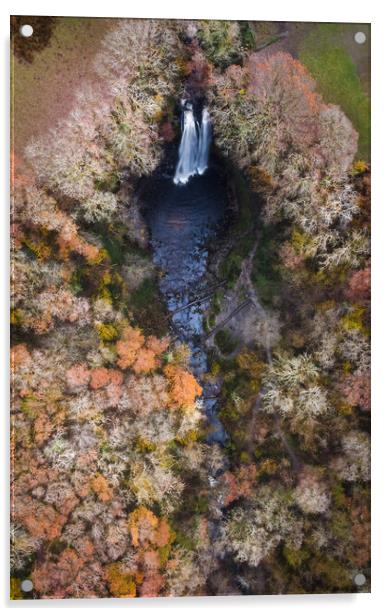 Aerial view of Henrhyd Falls Acrylic by Leighton Collins