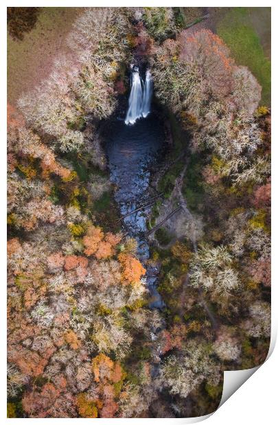 Aerial view of Henrhyd Falls Print by Leighton Collins
