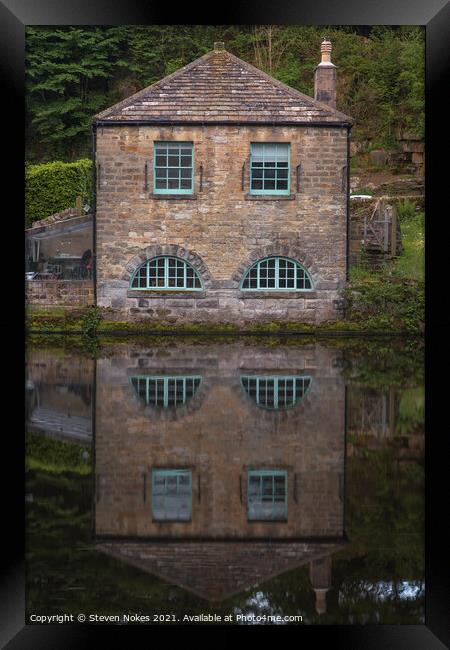 Tranquil Reflections of Shuttle House Framed Print by Steven Nokes