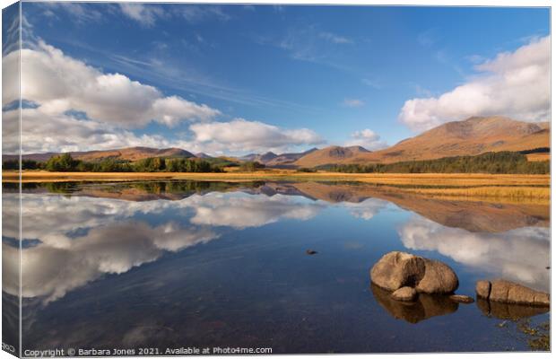 Loch Tulla Reflection in Autumn Scotland Canvas Print by Barbara Jones