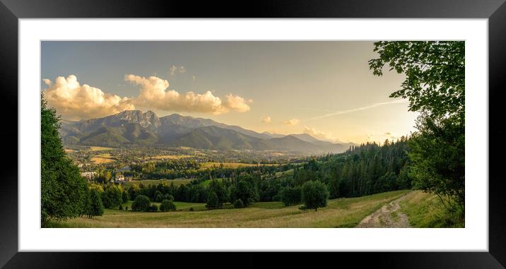 Inspiring panoramic view of giewont Mountain, Landscape Panorama, Beautiful sunrise in summer Tatras in Zakopane, Poland Framed Mounted Print by Arpan Bhatia