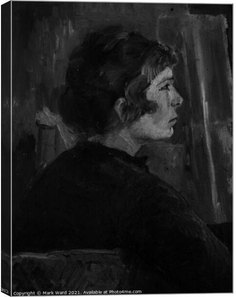 Monochrome Portrait of a Painting. Canvas Print by Mark Ward