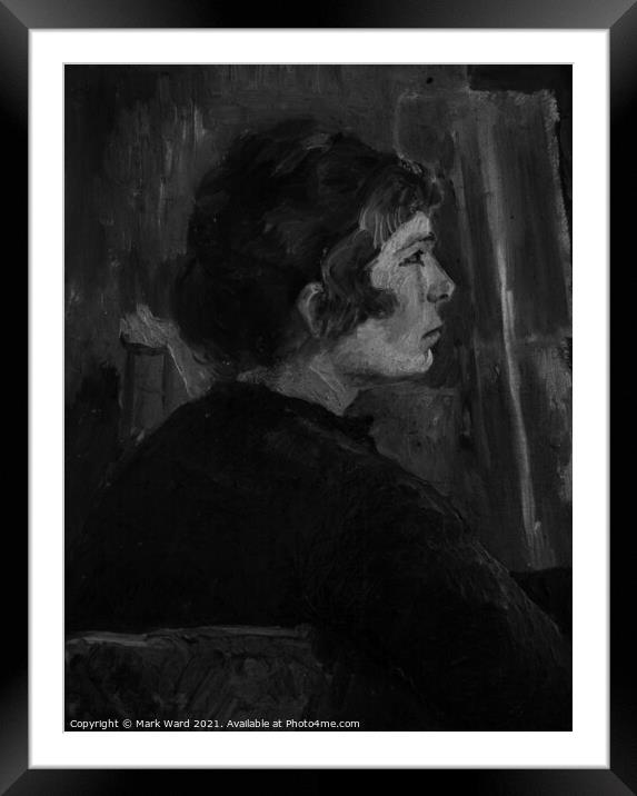 Monochrome Portrait of a Painting. Framed Mounted Print by Mark Ward