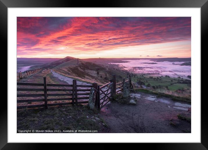 Majestic sunrise at Mam Tor Gate Framed Mounted Print by Steven Nokes