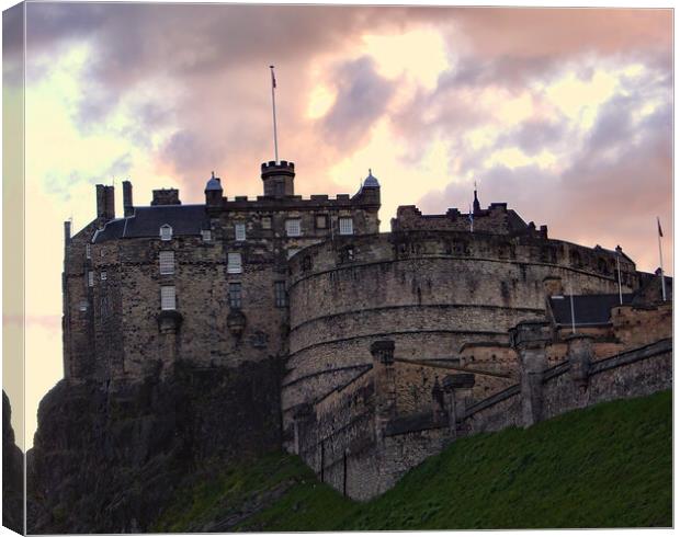 Edinburgh Castle at Evening Time Canvas Print by Joyce Storey