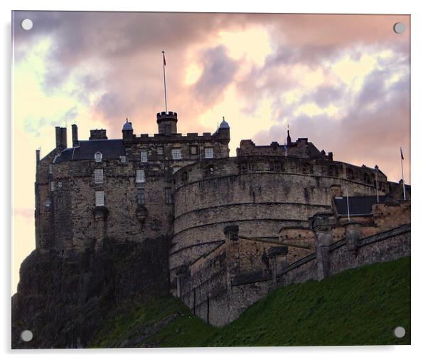 Edinburgh Castle at Evening Time Acrylic by Joyce Storey