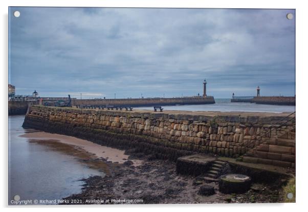 Whitby Harbour Tide out Acrylic by Richard Perks