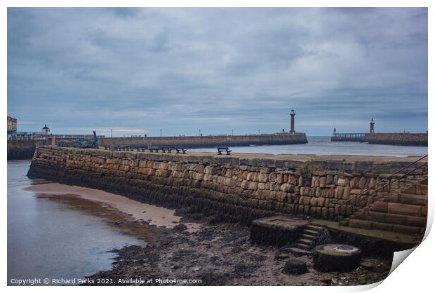 Whitby Harbour Tide out Print by Richard Perks