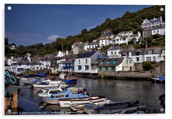 Polperro Harbour Cornwall fishing port Acrylic by Raymond Evans