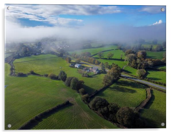 Ground mist near Llandeilo by drone Acrylic by Leighton Collins