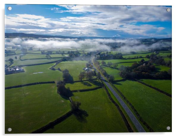 Ground mist near Llandeilo by drone Acrylic by Leighton Collins