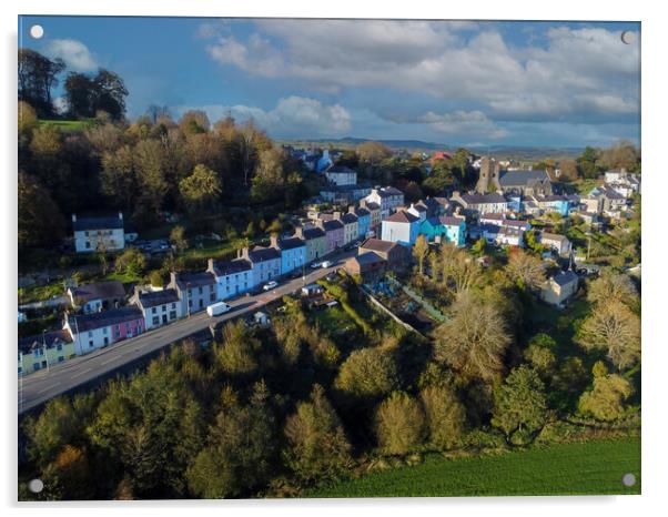 Drone view of Llandeilo in Carmarthenshire Acrylic by Leighton Collins