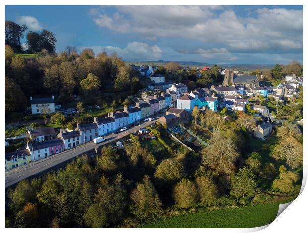 Drone view of Llandeilo in Carmarthenshire Print by Leighton Collins