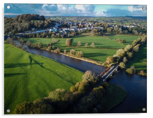 The river Towy in Llandeilo by drone Acrylic by Leighton Collins
