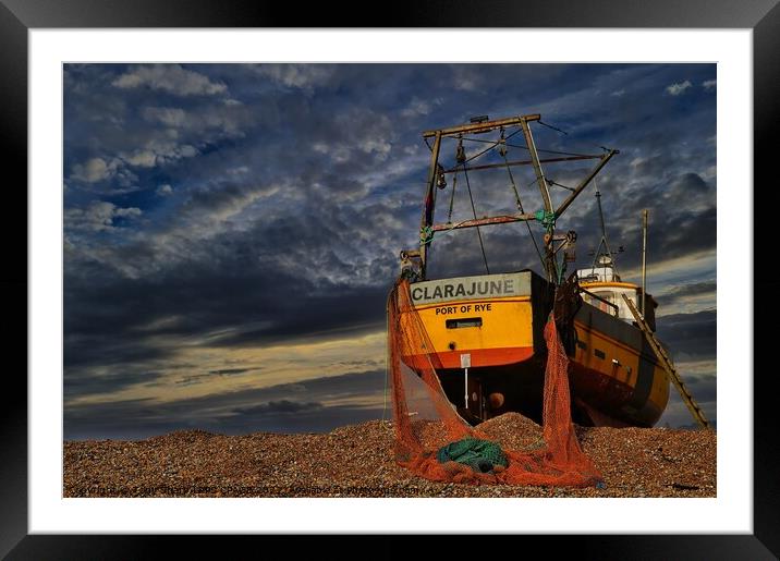 THE 'CLARA JUNE' - TRAWLER , HASTINGS Framed Mounted Print by Tony Sharp LRPS CPAGB