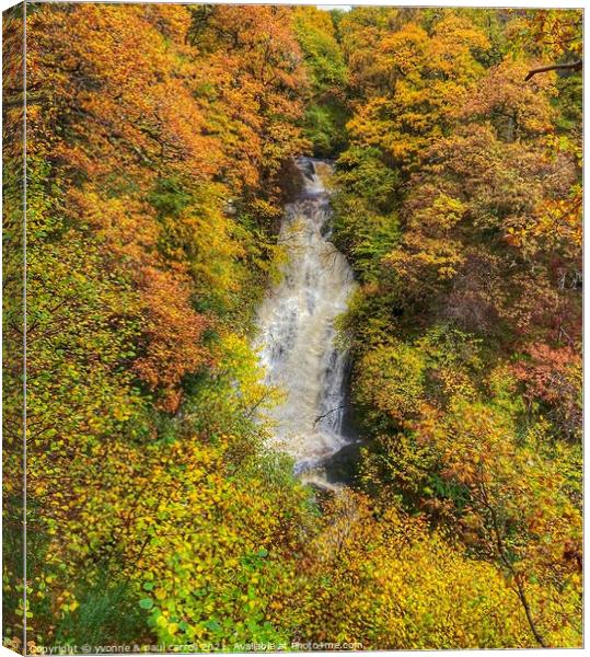 Black Spout Falls, Pitlochry in autumn Canvas Print by yvonne & paul carroll