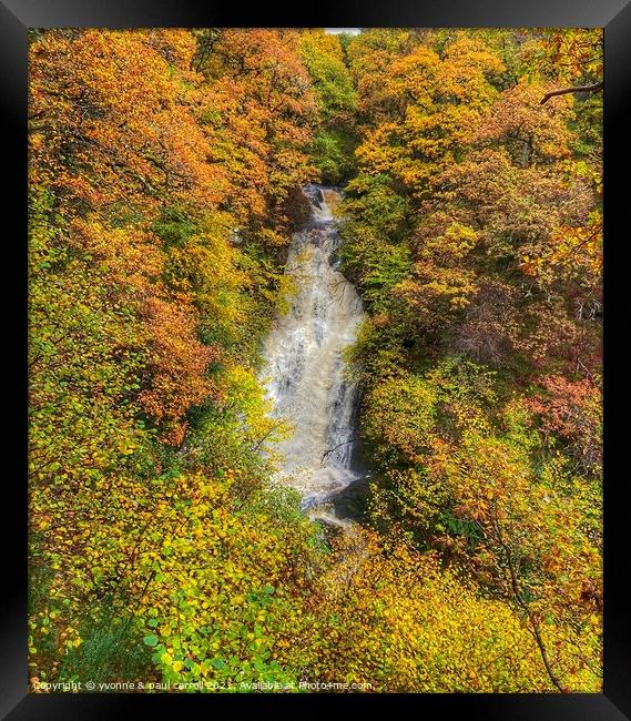 Black Spout Falls, Pitlochry in autumn Framed Print by yvonne & paul carroll