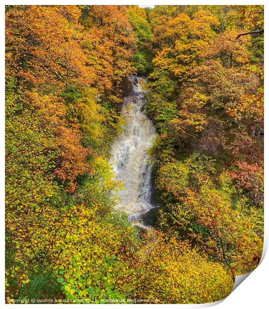 Black Spout Falls, Pitlochry in autumn Print by yvonne & paul carroll