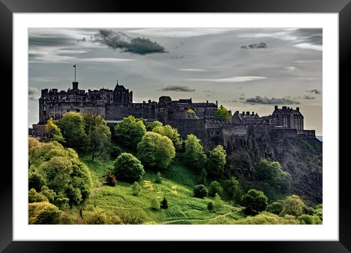 Edinburgh Castle from the Scott Monument Framed Mounted Print by Joyce Storey