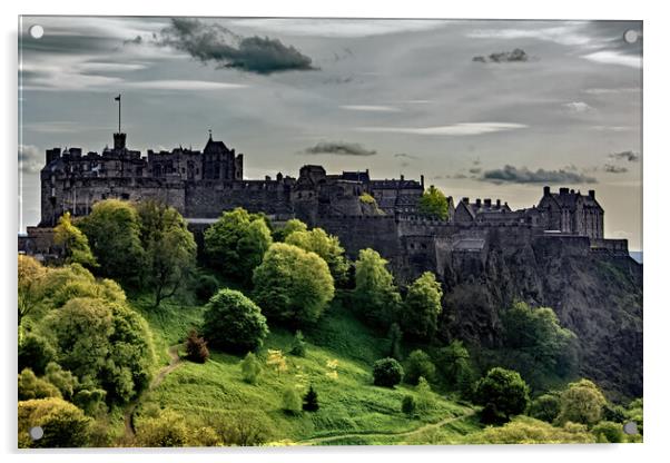 Edinburgh Castle from the Scott Monument Acrylic by Joyce Storey