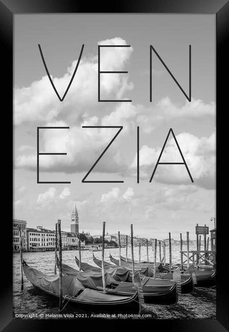 VENICE Grand Canal and St Mark's Campanile | Text & Skyline Framed Print by Melanie Viola