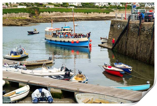 St Mawes, harbour, passenger ferry Print by Chris Rose