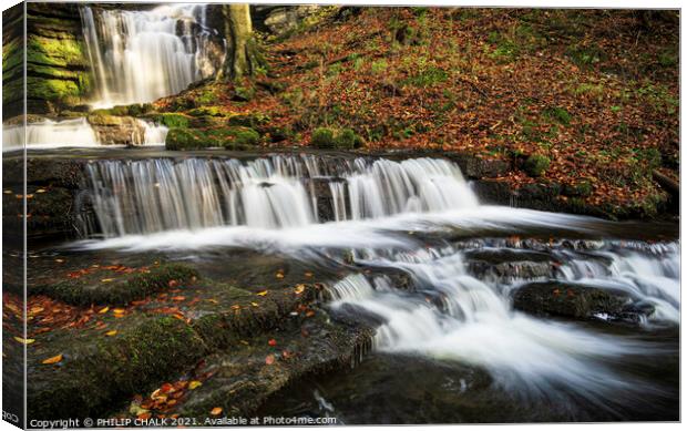 Magical waterfall in the Yorkshire dales 628 Canvas Print by PHILIP CHALK