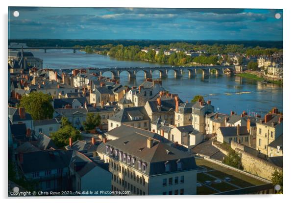 Saumur, rooftops view over the River Loire Acrylic by Chris Rose