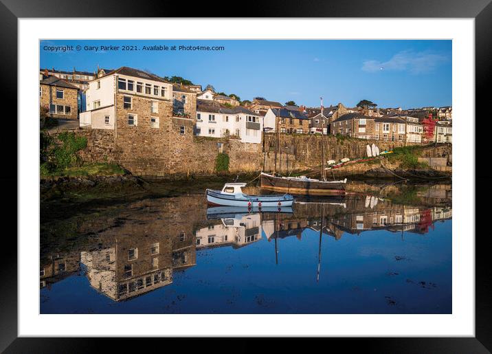 Newlyn Harbour Reflections Framed Mounted Print by Gary Parker