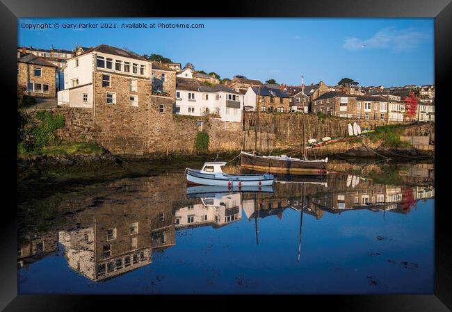 Newlyn Harbour Reflections Framed Print by Gary Parker