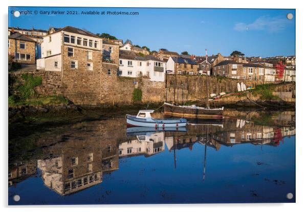 Newlyn Harbour Reflections Acrylic by Gary Parker