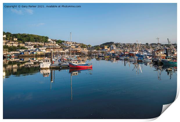 Newlyn Harbour Reflections Print by Gary Parker