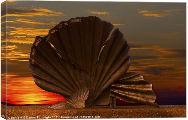 Scallop Sunrise at Aldeburgh Canvas Print by Darren Burroughs