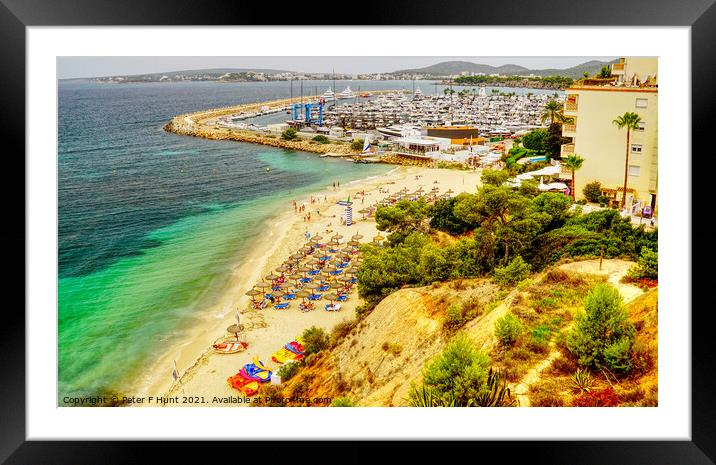 Puerto Portals And Beach Mallorca Framed Mounted Print by Peter F Hunt