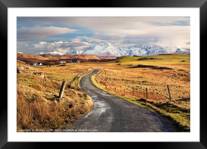 The Cuillins of Skye in Winter from Ebost Scotland Framed Mounted Print by Barbara Jones