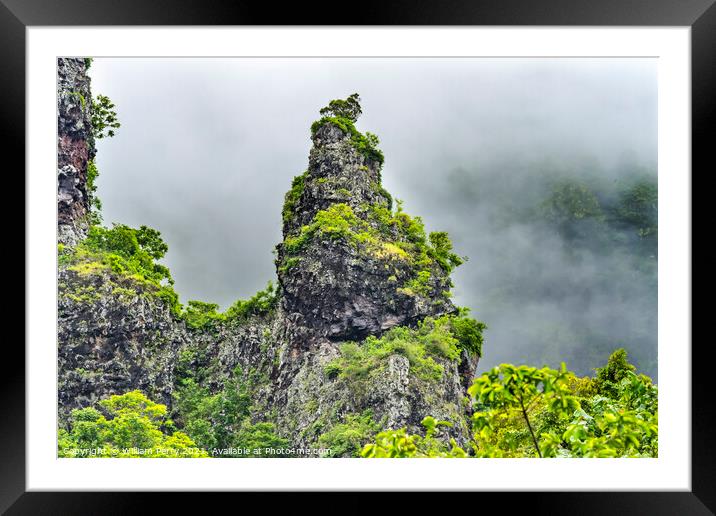 Colorful Clouds Mount Mouapu Shark's Teeth Moorea Tahiti Framed Mounted Print by William Perry
