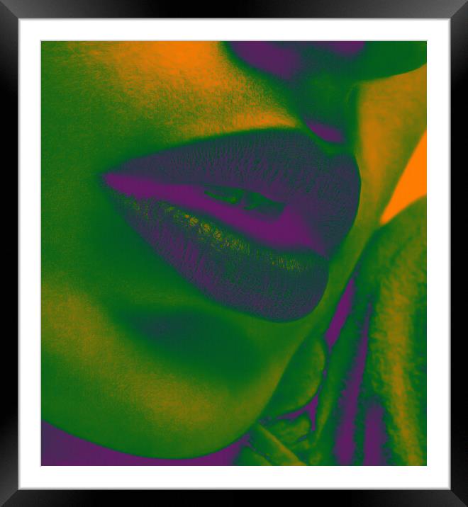 Abstract Sexy Lips Framed Mounted Print by Amy Rogers