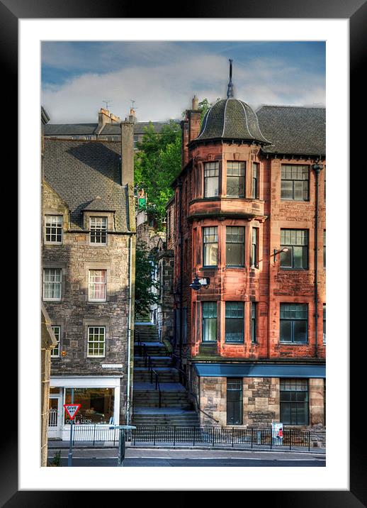 Steps from The Grassmarket Framed Mounted Print by Tom Gomez
