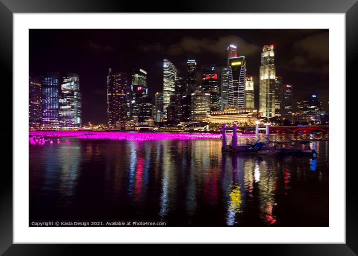 Marina Bay at New Year, Singapore Framed Mounted Print by Kasia Design