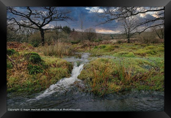 Torrential Dartmoor Landscape Framed Print by Roger Mechan